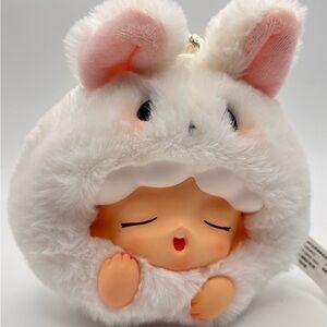Charming White Bunny Plush Bag Charm